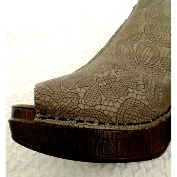 DANSKO Reggie Platform Heel Peep Toe Slingback Sandals Clogs Taupe - 8.5M US - Picture 5 of 9